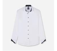 Langarmhemd OLYMP "No. Six", Herren, Gr. 44, N-Gr, weiß, Web, Obermaterial: 100% Baumwolle, unifarben, slim fit normal, 2-Knopf-Manschette verstellbar, Hemden, Businesshemd, Kentkragen, bügelfrei (537
