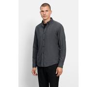 Langarmhemd OLYMP "Casual", Herren, Gr. 3XL, N-Gr, grau (schwarz), Web, Obermaterial: 100% Baumwolle, meliert, regular fit normal, 1-Knopf-Manschette, Hemden, Button-down-Kragen, regular fit (11759158
