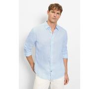 OLYMP Casual Regular Fit Leinenhemd hellblau, Gestreift