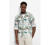 OLYMP Casual Regular Fit Leinenhemd beige, Bedruckt
