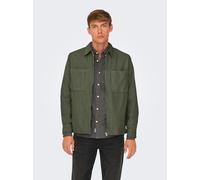 Langarmhemd ONLY & SONS "ONSALP 14W RLX 2PKT WASHD CORD LS ZIP" Gr. XXL, N-Gr, grau (castor gray), Herren, Web, Obermaterial: 100% Baumwolle, unifarben, Hemden (17955451-XXL) castor gray