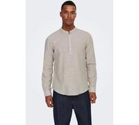 ONLY & SONS Herren Langarmshirt ONSCAIDEN - Slim Fit XS S M L XL XXL Beige Weiss, Größe:XXL, Farbe:Chinchilla 22009883