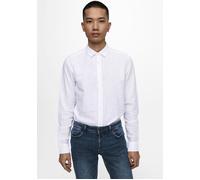 Langarmhemd ONLY & SONS "ONSCAIDEN LS SOLID LINEN SHIRT NOOS", Herren, Gr. M, N-Gr, weiß, Web, Obermaterial: 55% Baumwolle, 45% Leinen, unifarben, slim fit normal, Rundhals, Ärmel mit Ärmelschlitz 2-K