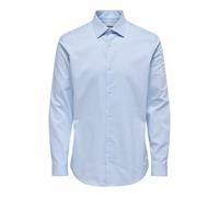 Langarmhemd ONLY & SONS "ONSJIM SLIM SHIRT FRML NOOS", Herren, Gr. M, N-Gr, cashmere blau, Web, Obermaterial: 56% Baumwolle, 40% Polyester, 4% Elasthan, unifarben, slim fit normal, 2-Knopf-Manschette,