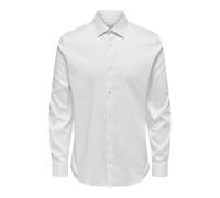 Langarmhemd ONLY & SONS "ONSJIM SLIM SHIRT FRML NOOS", Herren, Gr. M, N-Gr, hellweiß, Web, Obermaterial: 56% Baumwolle, 40% Polyester, 4% Elasthan, unifarben, slim fit normal, 2-Knopf-Manschette, Hemd