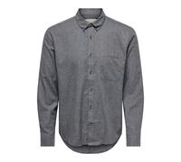 Langarmhemd ONLY & SONS "ONSJUPITER REG FIT LS SHIRT NOOS", Damen, Gr. S, N-Gr, schwarz detail:melange, Web, Obermaterial: 100% Baumwolle, meliert, regular fit normal, 2-Knopf-Manschette, Hemden Langa