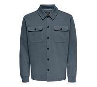 Langarmhemd ONLY & SONS "ONSNEWKODYL OVERSHIRT SWEAT NOOS", Herren, Gr. M, N-Gr, grau (stormy weather), Web, Obermaterial: 62% Polyester, 33% Viskose, 5% Elasthan, unifarben, normal normal, Hemden (87