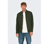 Langarmhemd ONLY & SONS "ONSROAD LIFE REG MELANGE LS SHIRT NOOS", Herren, Gr. M, N-Gr, grün (rosin), Web, Obermaterial: 100% Baumwolle, unifarben, regular fit, Hemden (67576841-M) rosin