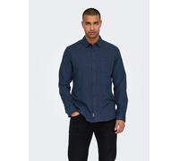 ONLY & SONS Herren Onsroad Life Reg Melange Shirt Langarmhemd, Navy Blazer, S EU