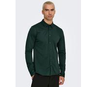 ONLY & SONS Herren ONSROBIN Button Under LS Stretch Shirt Langarmhemd, Darkest Spruce, L