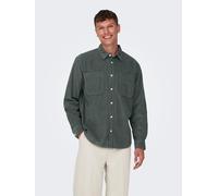 Langarmhemd ONLY & SONS "OS ONSALP RLX 2PKT WASHD COR" Gr. XL, N-Gr, grau (castor gray) Herren Hemden (91137923-XL) castor gray