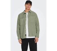 Langarmhemd ONLY & SONS "OS ONSALP RLX 2PKT WASHD COR", Herren, Gr. XL, N-Gr, grün (seagrass), Cord, Obermaterial: 100% Baumwolle, unifarben, regular fit, Rundhals, 1-Knopf-Manschette, Hemden Langarmh
