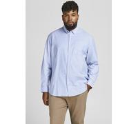 Jack & Jones Herren Einfarbiges Plus Size Hemd Basic Übergrößen Langarm Shirt Uni Business JJEOXFORD, Blau, 4XL Große Größen