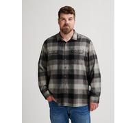 Langarmhemd PETROL INDUSTRIES, Herren, Gr. 5XL, N-Gr, schwarz (deep schwarz), Web, Obermaterial: 100% Baumwolle, kariert, regular fit normal, Manschette, Hemden, mit Brust Taschen (30621908-5XL) deep