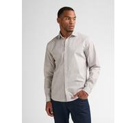 Langarmhemd PETROL INDUSTRIES, Herren, Gr. L (40), N-Gr, beige (saddle braun), Web, Obermaterial: 98% Baumwolle, 2% Elasthan, Minimalmuster, slim fit hüftbedeckend, 1-Knopf-Manschette verstellbar, Hem