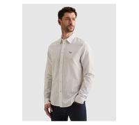 Langarmhemd PME LEGEND, Herren, Gr. XXL, N-Gr, hellweiß, Web, Obermaterial: 65% Baumwolle, 35% Leinen, unifarben, regular fit normal, ohne Ausschnitt, Manschette, Hemden, mit Logo Stickerei (37858345-