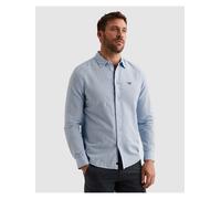 Langarmhemd PME LEGEND, Herren, Gr. XXL, N-Gr, placid blau, Web, Obermaterial: 65% Baumwolle, 35% Leinen, unifarben, regular fit normal, ohne Ausschnitt, Manschette, Hemden Langarmhemd, mit Logo Stick