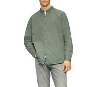 s.Oliver Hemd QS Regular Fit Langarm Gewaschenes Twill mit Logostickerei 100% Baumwolle Oliv Gr. L