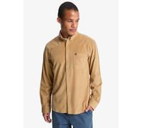 Langarmhemd QUIKSILVER "SMOKE TRAIL CORD", Herren, Gr. M, N-Gr, beige (khaki), Web, Obermaterial: 100% Baumwolle, unifarben, Basic hüftbedeckend, 1-Knopf-Manschette mit Schlitz, Hemden, mit Knopfleist