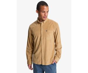 Langarmhemd QUIKSILVER "SMOKE TRAIL CORD", Herren, Gr. M, N-Gr, beige (khaki), Web, Obermaterial: 100% Baumwolle, unifarben, Basic hüftbedeckend, 1-Knopf-Manschette mit Schlitz, Hemden, mit Knopfleist