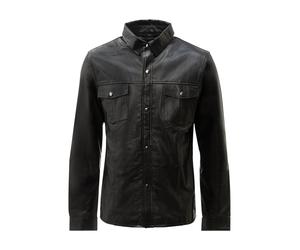 Langarmhemd RICANO "Lederhemd Lederhemd Langarm", Herren, Gr. 3XL, N-Gr, schwarz, Obermaterial: 100% Lammnappaleder LANA., schmal, Rundhals, Hemden, Handgefertigt aus echtem Leder (66844715-XXXL) schw