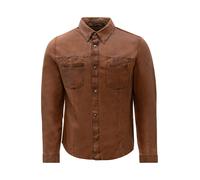 Langarmhemd RICANO "Lederjacke Reverse Shirt", Herren, Gr. M, N-Gr, braun (cognac), Obermaterial: 100% Lammnappaleder LANA., normal, Rundhals, Hemden, Handgefertigt aus echtem Leder (18327203-M) cogna