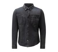 Langarmhemd RICANO "Lederjacke Reverse Shirt", Herren, Gr. S, N-Gr, blau, Obermaterial: 100% Lammnappaleder LANA., normal, Rundhals, Hemden, Handgefertigt aus echtem Leder (61256800-S) blau
