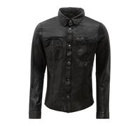 Langarmhemd RICANO "Lederjacke Reverse Shirt", Herren, Gr. S, N-Gr, schwarz, Obermaterial: 100% Lammnappaleder LANA., normal, Rundhals, Hemden, Handgefertigt aus echtem Leder (96983807-S) schwarz