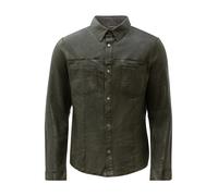 Langarmhemd RICANO "Lederjacke Reverse Shirt", Herren, Gr. XL, N-Gr, grün (oliv), Obermaterial: 100% Lammnappaleder LANA., normal, Rundhals, Hemden, Handgefertigt aus echtem Leder (48280452-XL) oliv