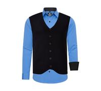 Langarmhemd RUSTY NEAL, Herren, Gr. 3XL, EURO-Größen, blau (aquablau), 60% Baumwolle, 37% Polyester, 3% Elasthan, unifarben, Hemden, mit Weste (61875656-XXXL) aquablau