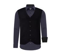 Langarmhemd RUSTY NEAL, Herren, Gr. 3XL, EURO-Größen, blau (dunkelblau), 60% Baumwolle, 37% Polyester, 3% Elasthan, unifarben, Hemden, mit Weste (64020110-XXXL) dunkelblau