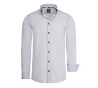 Langarmhemd RUSTY NEAL, Herren, Gr. 3XL, EURO-Größen, grau, 97% Baumwolle, 3% Elasthan, unifarben, Hemden, mit dezenter Kontrast-Naht (75798627-XXXL) grau