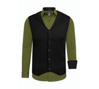 Langarmhemd RUSTY NEAL, Herren, Gr. 3XL, EURO-Größen, grün (khaki), 60% Baumwolle, 37% Polyester, 3% Elasthan, mehrfarbig, Hemden, inklusive Langarmhemd und Weste (97222738-XXXL) khaki