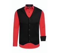 Langarmhemd RUSTY NEAL, Herren, Gr. 3XL, EURO-Größen, rot, 60% Baumwolle, 37% Polyester, 3% Elasthan, mehrfarbig, Hemden, inklusive Langarmhemd und Weste (30332456-XXXL) rot