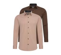 Langarmhemd RUSTY NEAL, Herren, Gr. 4XL, EURO-Größen, beige (beige, braun), 60% Baumwolle, 37% Polyester, 3% Elasthan, unifarben, Hemden, im Slim-Fit geschnitten (98411519-4XL) beige, braun