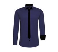 Langarmhemd RUSTY NEAL, Herren, Gr. 4XL, EURO-Größen, blau (dunkelblau), 60% Baumwolle, 37% Polyester, 3% Elasthan, unifarben, Hemden, mit Krawatte (20233001-4XL) dunkelblau