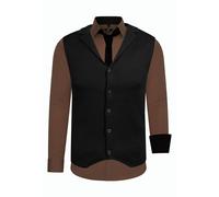 Langarmhemd RUSTY NEAL, Herren, Gr. 4XL, EURO-Größen, braun, 60% Baumwolle, 37% Polyester, 3% Elasthan, mehrfarbig, ohne Ausschnitt, Hemden, bestehend aus Hemd, Weste und Krawatte (72182016-4XL) braun