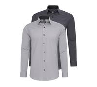 Langarmhemd RUSTY NEAL, Herren, Gr. 5XL, EURO-Größen, grau, 60% Baumwolle, 37% Polyester, 3% Elasthan, unifarben, Hemden, im Slim-Fit geschnitten (50426020-5XL) grau