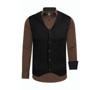 Langarmhemd RUSTY NEAL, Herren, Gr. 6XL, EURO-Größen, braun, 60% Baumwolle, 37% Polyester, 3% Elasthan, mehrfarbig, Hemden, inklusive Langarmhemd und Weste (53255524-6XL) braun