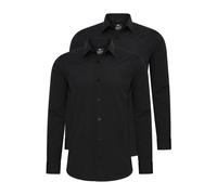 Langarmhemd RUSTY NEAL, Herren, Gr. 6XL, EURO-Größen, schwarz (schwarz, schwarz), 60% Baumwolle, 37% Polyester, 3% Elasthan, unifarben, Hemden, im Slim-Fit geschnitten (46054052-6XL) schwarz, schwarz