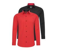Langarmhemd RUSTY NEAL, Herren, Gr. L, EURO-Größen, rot (rot, schwarz), 60% Baumwolle, 37% Polyester, 3% Elasthan, unifarben, Hemden, im Slim-Fit geschnitten (82277237-L) rot, schwarz