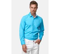 Langarmhemd RUSTY NEAL, Herren, Gr. XL, EURO-Größen, blau, 60% Baumwolle, 37% Polyester, 3% Elasthan, mehrfarbig, Hemden, mit farblich abgesetztem Innenkragen (79944520-XL) blau