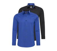 Langarmhemd RUSTY NEAL, Herren, Gr. XL, EURO-Größen, blau (blau, schwarz), 60% Baumwolle, 37% Polyester, 3% Elasthan, unifarben, Hemden, im Slim-Fit geschnitten (68112639-XL) blau, schwarz