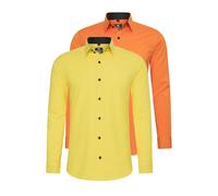 Langarmhemd RUSTY NEAL, Herren, Gr. XL, EURO-Größen, gelb, 60% Baumwolle, 37% Polyester, 3% Elasthan, unifarben, Hemden, im Slim-Fit geschnitten (22411039-XL) gelb