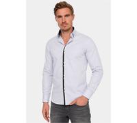 Rusty Neal Herren Premium Freizeit-Hemd mit Doppel-Knopf-Verschluss Stretch Langarm Hemden Slim Fit 029, Farbe:Grau, Größe S-3XL:XL