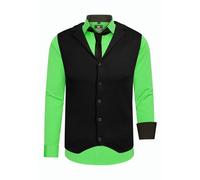 Langarmhemd RUSTY NEAL, Herren, Gr. XL, EURO-Größen, grün, 60% Baumwolle, 37% Polyester, 3% Elasthan, mehrfarbig, casual, ohne Ausschnitt, Langarm, Hemden, bestehend aus Hemd, Weste und Krawatte (9347