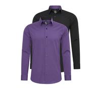 Langarmhemd RUSTY NEAL, Herren, Gr. XL, EURO-Größen, lila (lila, schwarz), 60% Baumwolle, 37% Polyester, 3% Elasthan, unifarben, Hemden, im Slim-Fit geschnitten (76273554-XL) lila, schwarz