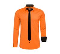 Langarmhemd RUSTY NEAL, Herren, Gr. XL, EURO-Größen, orange, 60% Baumwolle, 37% Polyester, 3% Elasthan, unifarben, Hemden, mit Krawatte (18703519-XL) orange