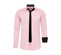 Langarmhemd RUSTY NEAL, Herren, Gr. XL, EURO-Größen, rosa, 60% Baumwolle, 37% Polyester, 3% Elasthan, unifarben, Hemden, mit Krawatte (85295058-XL) rosa