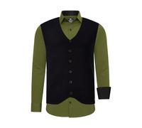 Langarmhemd RUSTY NEAL, Herren, Gr. XXL, EURO-Größen, grün (khaki), 60% Baumwolle, 37% Polyester, 3% Elasthan, unifarben, Hemden, mit Weste (72279668-XXL) khaki